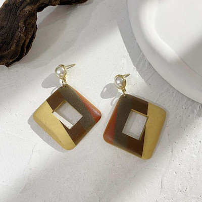 AENSOA Vintage Γυναικεία Σκουλαρίκια Γεωμετρικά Ξύλινα Χειροποίητα Καφέ Χρώμα Φύλλου Στρογγυλού Κύκλου Ξύλινα Σκουλαρίκια Κοσμήματα 2022