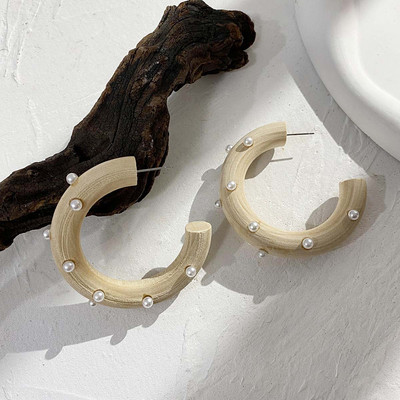 AENSOA Vintage Γυναικεία Σκουλαρίκια Γεωμετρικά Ξύλινα Χειροποίητα Καφέ Χρώμα Φύλλου Στρογγυλού Κύκλου Ξύλινα Σκουλαρίκια Κοσμήματα 2022