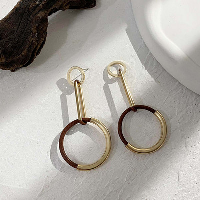 AENSOA Vintage Γυναικεία Σκουλαρίκια Γεωμετρικά Ξύλινα Χειροποίητα Καφέ Χρώμα Φύλλου Στρογγυλού Κύκλου Ξύλινα Σκουλαρίκια Κοσμήματα 2022