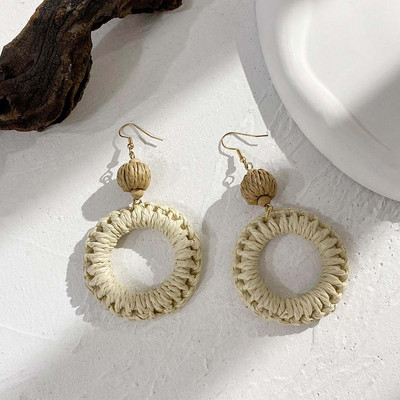 AENSOA Vintage Γυναικεία Σκουλαρίκια Γεωμετρικά Ξύλινα Χειροποίητα Καφέ Χρώμα Φύλλου Στρογγυλού Κύκλου Ξύλινα Σκουλαρίκια Κοσμήματα 2022