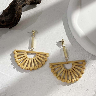 AENSOA Vintage Γυναικεία Σκουλαρίκια Γεωμετρικά Ξύλινα Χειροποίητα Καφέ Χρώμα Φύλλου Στρογγυλού Κύκλου Ξύλινα Σκουλαρίκια Κοσμήματα 2022