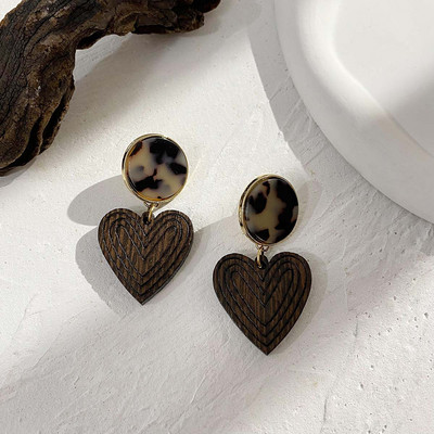 AENSOA Vintage Γυναικεία Σκουλαρίκια Γεωμετρικά Ξύλινα Χειροποίητα Καφέ Χρώμα Φύλλου Στρογγυλού Κύκλου Ξύλινα Σκουλαρίκια Κοσμήματα 2022