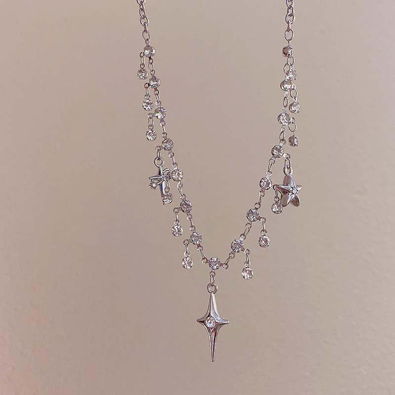 Harajuku keturkampių žvaigždučių kutų karoliai moterims mados estetinis žavesys vandens lašų pakabukų karoliai papuošalai