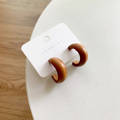 Mieli mėnulio matiniai mediniai auskarai geometriniai C stiliaus pareiškimai vintažinis didelis apskritimas medinis ausų žiedas madinga papuošalai dovana