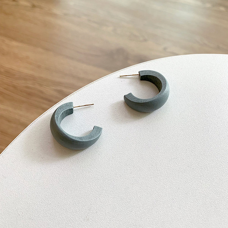 Mieli mėnulio matiniai mediniai auskarai geometriniai C stiliaus pareiškimai vintažinis didelis apskritimas medinis ausų žiedas madinga papuošalai dovana