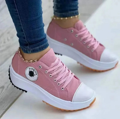 Canvas Naiste vabaajajalatsid Mustriga naiste tossud Brändi pitsilised tennisejalatsid Platvormiga spordijalatsid naistele hingavad tossud