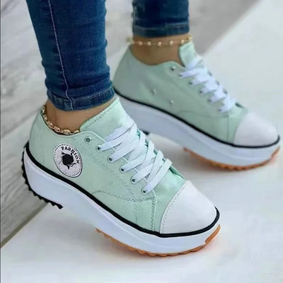 Canvas Naiste vabaajajalatsid Mustriga naiste tossud Brändi pitsilised tennisejalatsid Platvormiga spordijalatsid naistele hingavad tossud