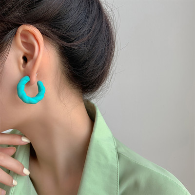 C-tüüpi naiste kõrvarõngad trendiböömi moe vintage keerdkuju poolringikujuline ümmargune lill Roosa avaldus Geomeetrilised Boho ehted