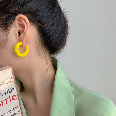 C-tüüpi naiste kõrvarõngad trendiböömi moe vintage keerdkuju poolringikujuline ümmargune lill Roosa avaldus Geomeetrilised Boho ehted