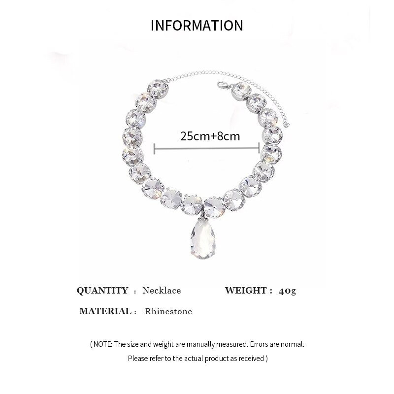 Túlzott strasszos nyaklánc női vízcsepp medál nyaklánc kerek kristály nyaklánc nyaklánc ékszer parti esküvőre