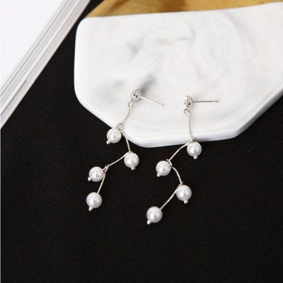 Baltos spalvos kabantys auskarai moterims korėjietiškos mados ilgi kabantys auskarai krištolo kutais auskarai gimtadienio dovana pendientes