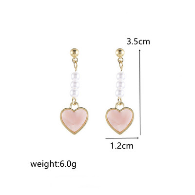 Rožinės spalvos gėlių auskarai moterims Vasaros geometrijos širdies lapeliai drugelis Brincos vakarėlis ausų papuošalas Valentino dienos dovana