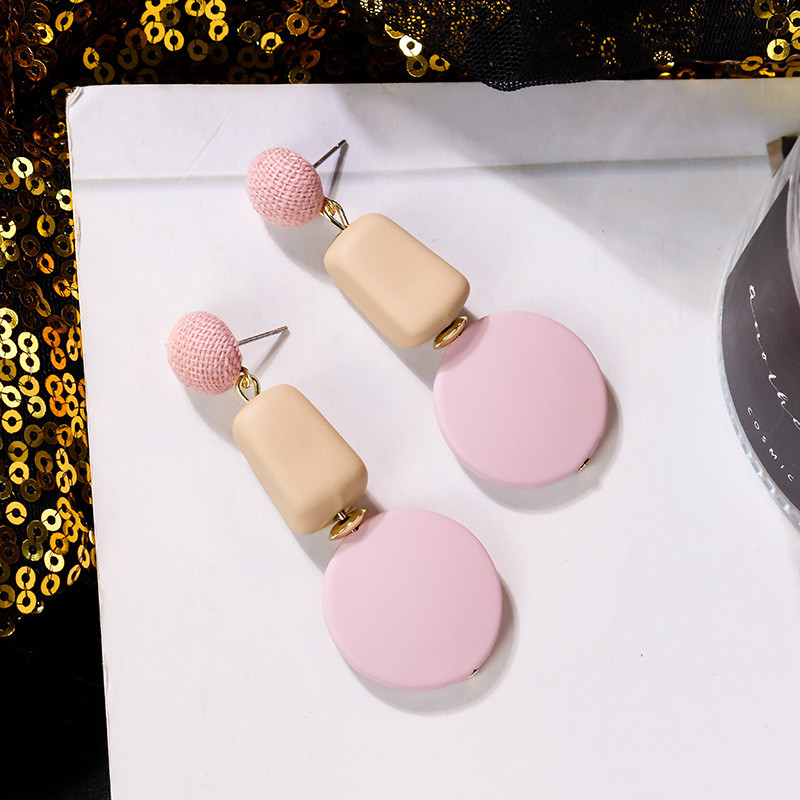 Rožinės spalvos gėlių auskarai moterims Vasaros geometrijos širdies lapeliai drugelis Brincos vakarėlis ausų papuošalas Valentino dienos dovana