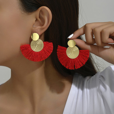 Fashion Bohemian Big Tassel Danngle White Fringe Γυναικεία σκουλαρίκια Drop Earrings for Women Statement Wedding 2023 Jewelry