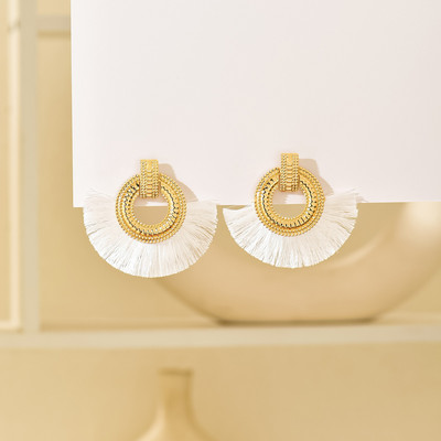 Fashion Bohemian Big Tassel Danngle White Fringe Γυναικεία σκουλαρίκια Drop Earrings for Women Statement Wedding 2023 Jewelry