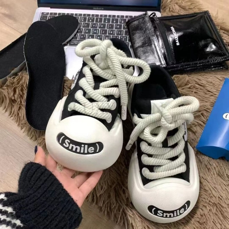 Χαριτωμένα διακοσμητικά παπούτσια σανίδας με χοντρή σόλα, στρογγυλά δάχτυλα, άνετα και ευέλικτα casual αθλητικά παπούτσια