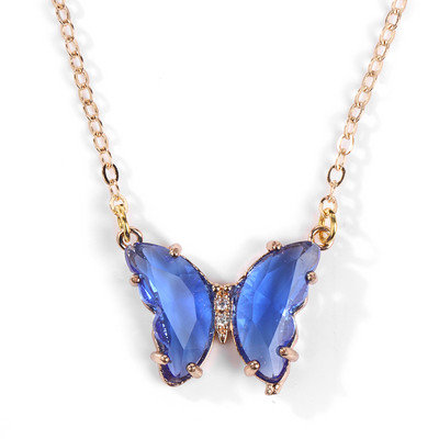 Krāsaini tauriņu kvarca kuloni kaklarotas dabīgā akmens ametisti kaklarotas Luksusa sieviešu kristāla kakla piekariņi sieviešu rhinest