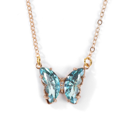 Krāsaini tauriņu kvarca kuloni kaklarotas dabīgā akmens ametisti kaklarotas Luksusa sieviešu kristāla kakla piekariņi sieviešu rhinest