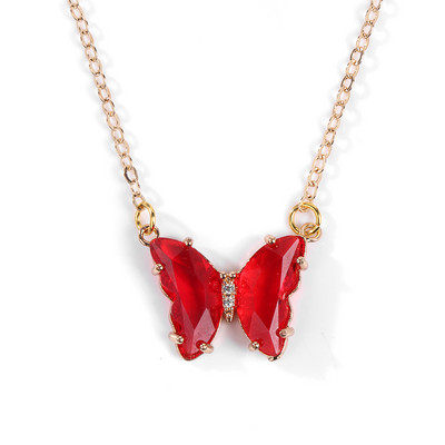 Krāsaini tauriņu kvarca kuloni kaklarotas dabīgā akmens ametisti kaklarotas Luksusa sieviešu kristāla kakla piekariņi sieviešu rhinest