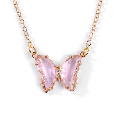 Krāsaini tauriņu kvarca kuloni kaklarotas dabīgā akmens ametisti kaklarotas Luksusa sieviešu kristāla kakla piekariņi sieviešu rhinest