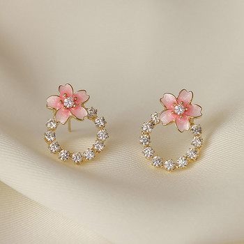 1 чифт модни розови обеци с цветя сакура за жени Аксесоари за сватбено тържество Бижута Подарък