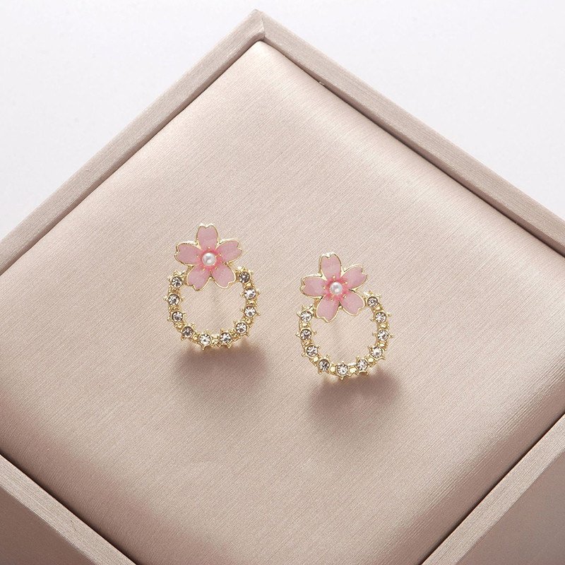 1 ζευγάρι Μόδα Σκουλαρίκια λουλουδιών Sakura για Γυναικεία Αξεσουάρ Δώρο κοσμήματος