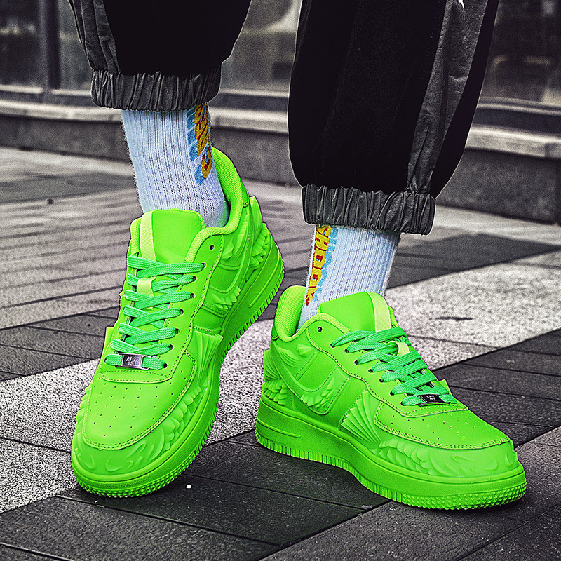 Uus saabunud mood oranž meeste paksud tossud, nahast disainitud tossud, meeste tänavarõivad, vabaajajalatsid Meeste korv