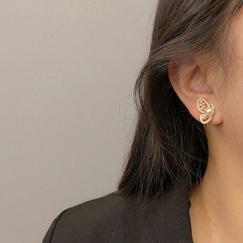 2022 Νέα Προσωπικότητα Μόδα Πεταλούδα χρυσά σκουλαρίκια Γυναικεία ιδιοσυγκρασία Απομίμηση μαργαριτάρι Ένθετα στρας Γυαλιστερά σκουλαρίκια