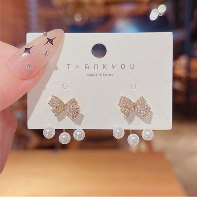 2022 m. naujos asmenybės mados drugeliai auksiniai auskarai, moteriški temperamento imitacijos perlai, inkrustuoti kalnų krištolais blizgantys auskarai