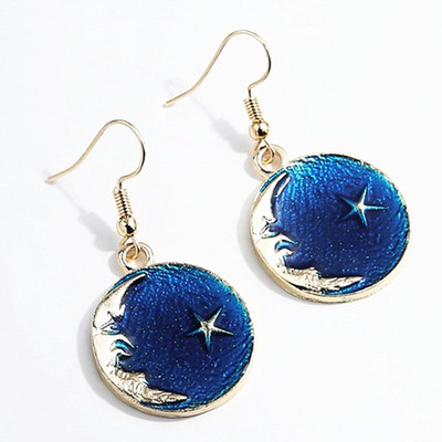 Nauji mėlynos spalvos kabantys auskarai moterims, kabantys geometrinės formos auskarai, tuščiaviduriai trikampiai pakabukai, apvalūs auskarai didmeninė prekyba