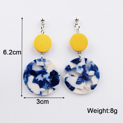 Nauji mėlynos spalvos kabantys auskarai moterims, kabantys geometrinės formos auskarai, tuščiaviduriai trikampiai pakabukai, apvalūs auskarai didmeninė prekyba