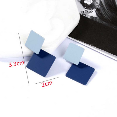 Nauji mėlynos spalvos kabantys auskarai moterims, kabantys geometrinės formos auskarai, tuščiaviduriai trikampiai pakabukai, apvalūs auskarai didmeninė prekyba