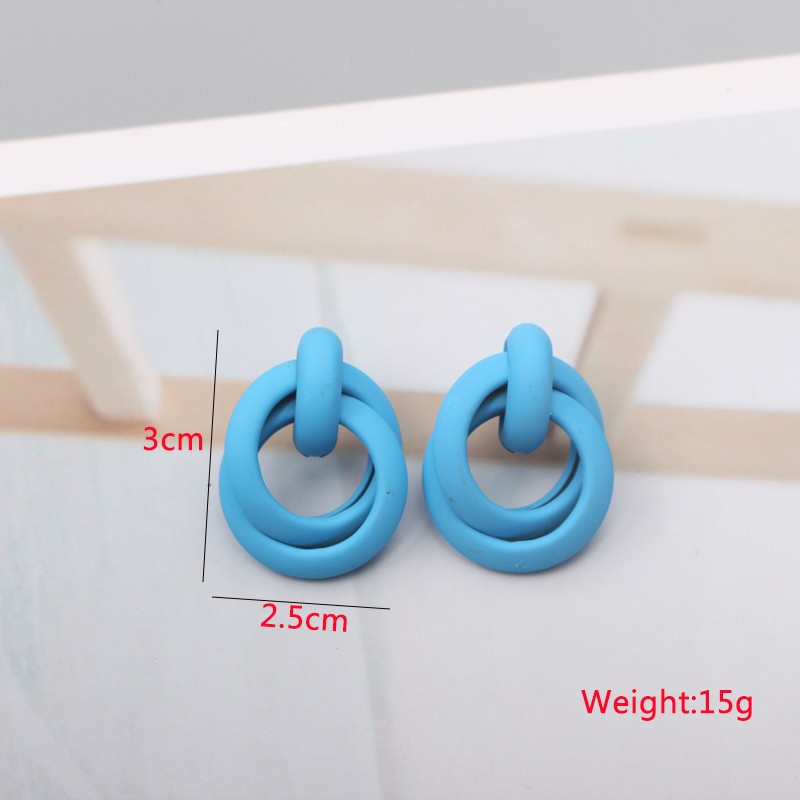 Nauji mėlynos spalvos kabantys auskarai moterims, kabantys geometrinės formos auskarai, tuščiaviduriai trikampiai pakabukai, apvalūs auskarai didmeninė prekyba