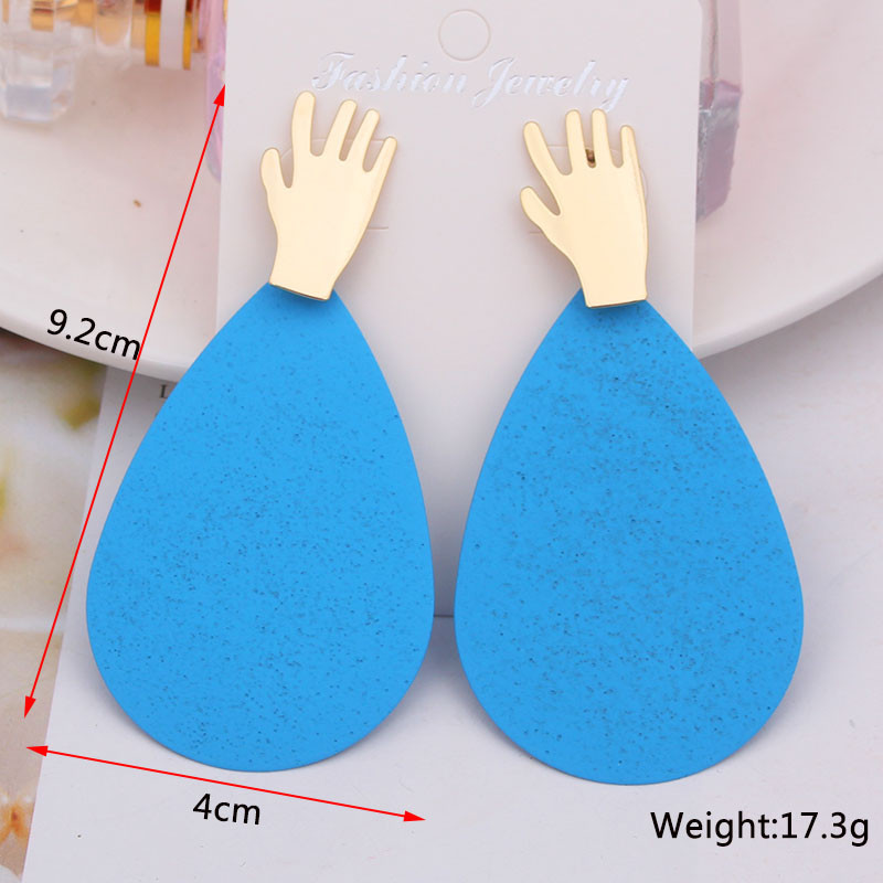 Nauji mėlynos spalvos kabantys auskarai moterims, kabantys geometrinės formos auskarai, tuščiaviduriai trikampiai pakabukai, apvalūs auskarai didmeninė prekyba