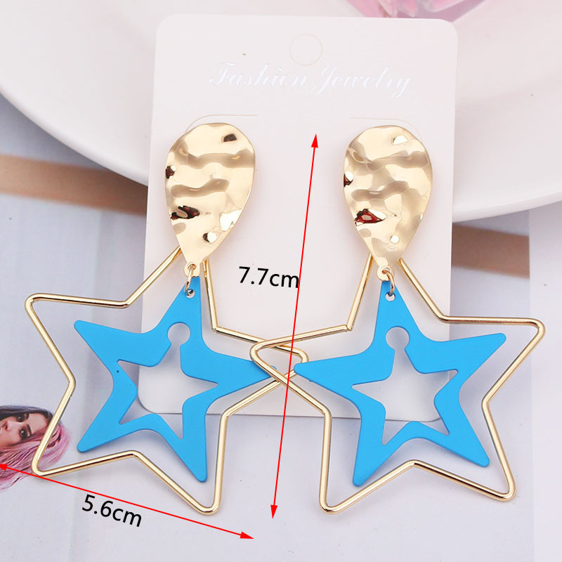 Nauji mėlynos spalvos kabantys auskarai moterims, kabantys geometrinės formos auskarai, tuščiaviduriai trikampiai pakabukai, apvalūs auskarai didmeninė prekyba