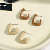 Smėlio spalvos rudi kvadratiniai moteriški kabantys auskarai temperamentingi emaliuoti kabantys auskarai moterims Geometric Statement ausų priedai