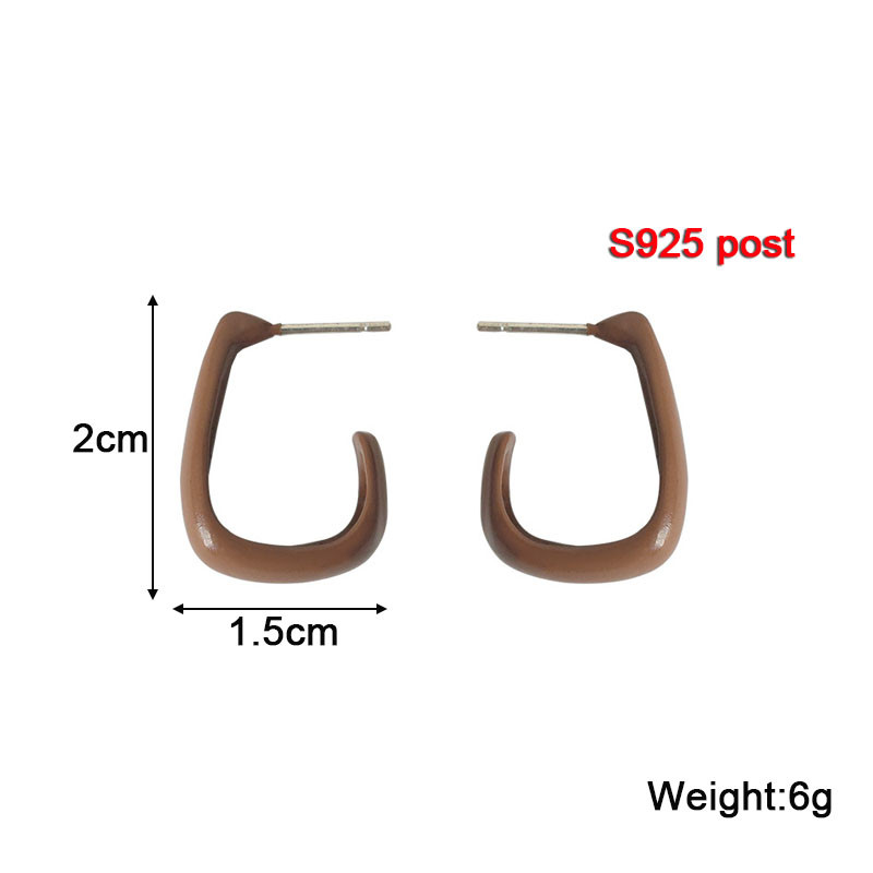 Smėlio spalvos rudi kvadratiniai moteriški kabantys auskarai temperamentingi emaliuoti kabantys auskarai moterims Geometric Statement ausų priedai