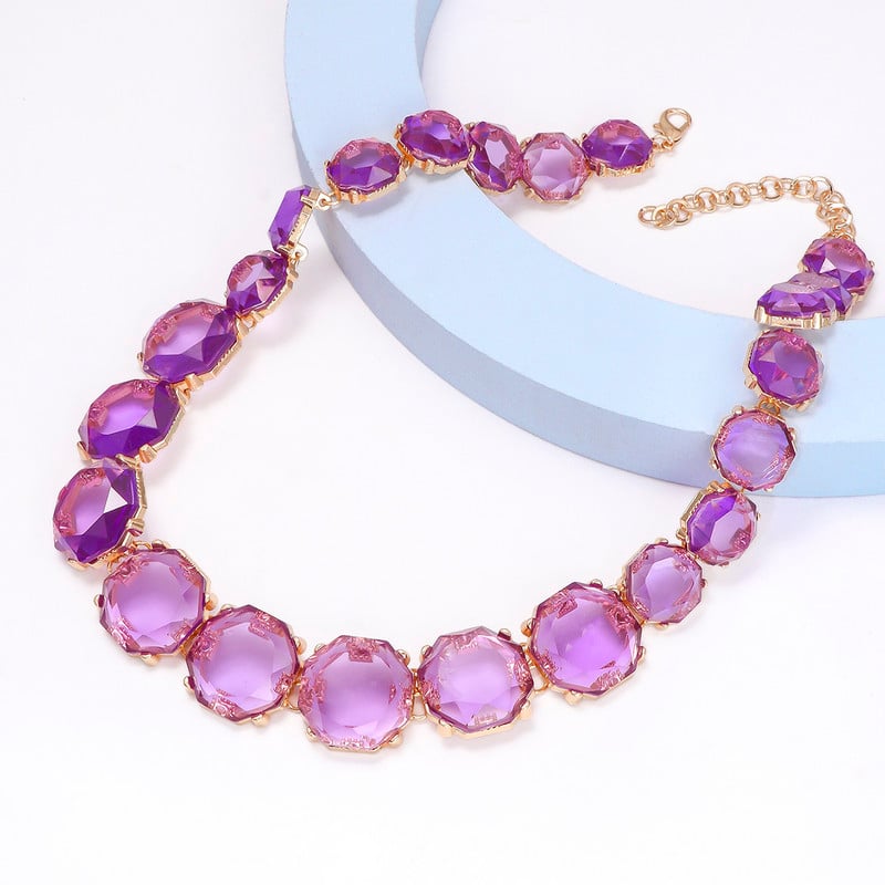 2024 m. nauji spalvingi permatomi krištoliniai auskarai su kaklo karoliai moterims Statement papuošalų rinkinio didmeninė prekyba