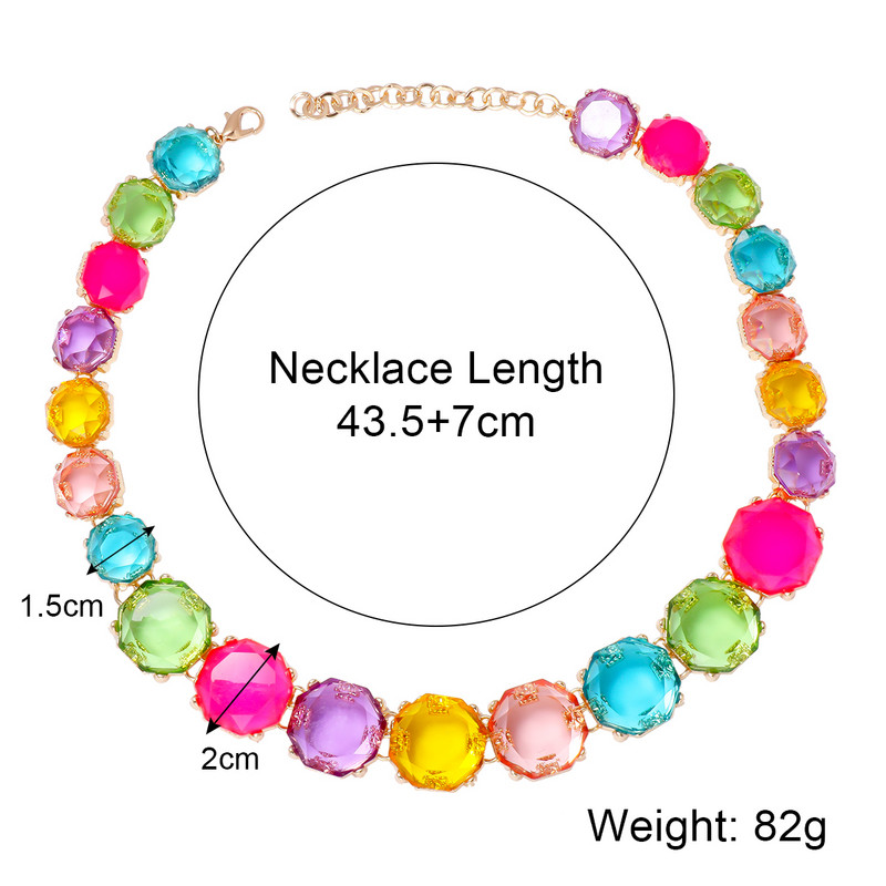 2024 m. nauji spalvingi permatomi krištoliniai auskarai su kaklo karoliai moterims Statement papuošalų rinkinio didmeninė prekyba