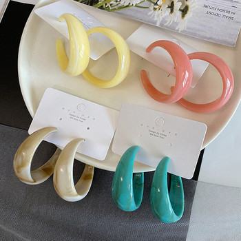 Корейски модни C-образни обеци от смола за жени Нови многоцветни геометрични кръгове Акрилни обеци Обеци Boho Бижута Подаръци