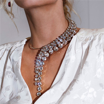 Μόδα κολιέ τσόκερ από στρας Γυναικεία κοσμήματα με κρύσταλλο υπερβολική φούντα Chorker Chain πολυτελή αξεσουάρ κρόσσια