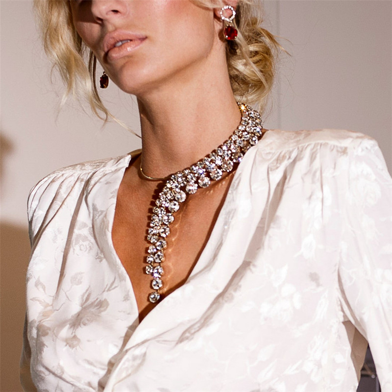 Madingi Kalnų krištolinio akmens kaklo papuošalai, papuošalai moterims su krištoliniu perdėtu kutu Chorker grandinėlė Prabangūs kutais aksesuarai Dovana