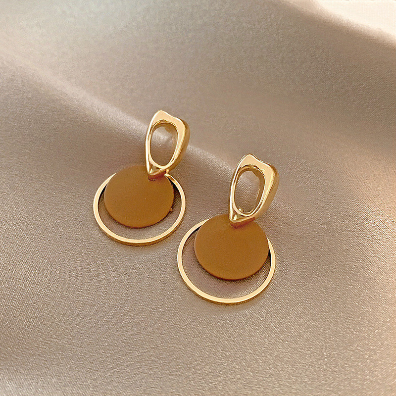 Νέο έγχρωμο σκουλαρίκι κουνιέται για γυναίκες στρογγυλό μεταλλικό κρύσταλλο Brincos Sweet Wedding Party Κοσμήματα Δώρο