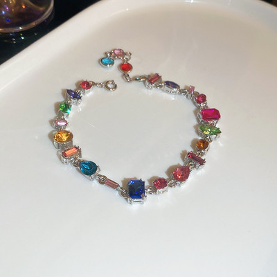 Romantiški spalvingi kubinio cirkonio papuošalų rinkiniai Išskirtiniai kaklo grandinėlės žavesio apyrankės Klasikinės rankinės grandinėlės Elegantiški Chokers karoliai