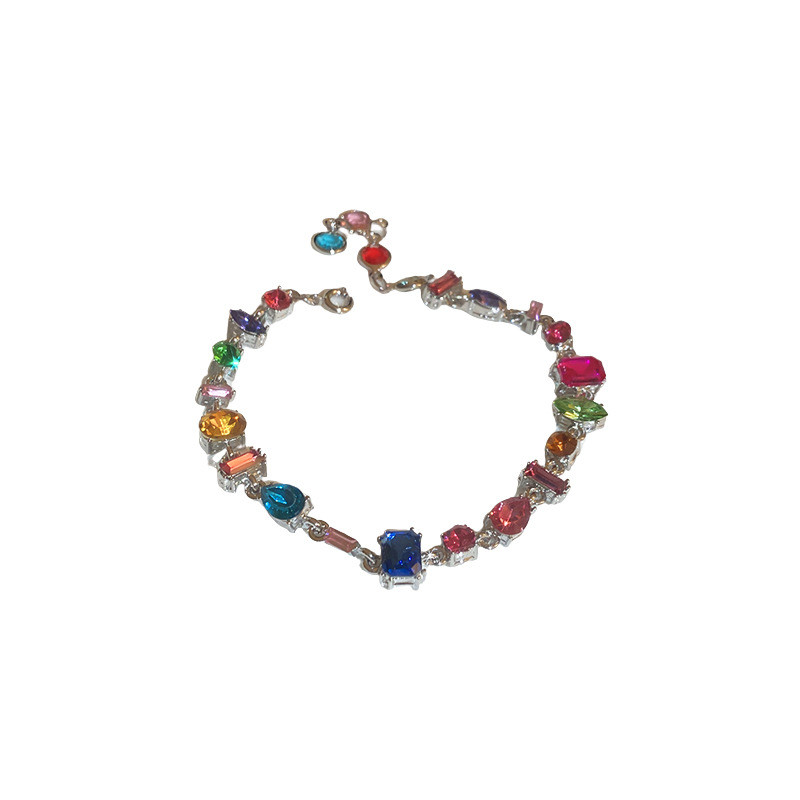 Romantiški spalvingi kubinio cirkonio papuošalų rinkiniai Išskirtiniai kaklo grandinėlės žavesio apyrankės Klasikinės rankinės grandinėlės Elegantiški Chokers karoliai