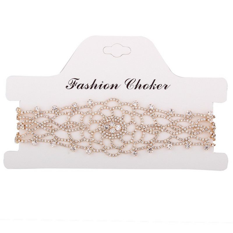 Σέξι πολυτελές κολιέ με κρύσταλλο τσόκερ κολιέ Κομψό κοσμήματα γάμου για γυναίκες τσόκερ #228747