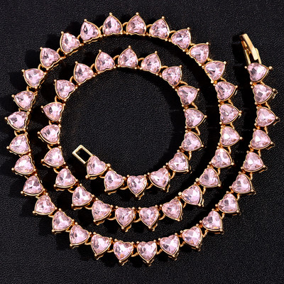 Mados „Bling“ širdies krištolo teniso grandinės karoliai moterims „Iced Out“ aukso sidabro spalvos merginos Valentino vestuvių papuošalai