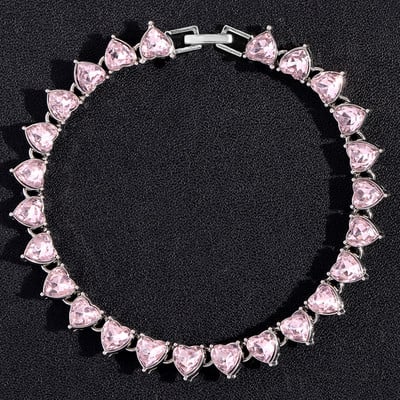 Mados „Bling“ širdies krištolo teniso grandinės karoliai moterims „Iced Out“ aukso sidabro spalvos merginos Valentino vestuvių papuošalai