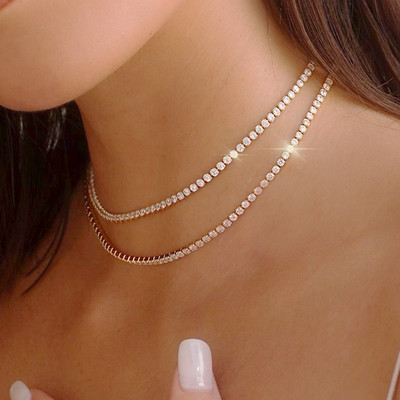 Vienkārša Iced Out Tennis CZ Choker kaklarota sievietēm vīriešiem Kristāla īsā ķēdīte uz kakla Hip Hop Trend Aksesuāri Rotaslietas OHN016