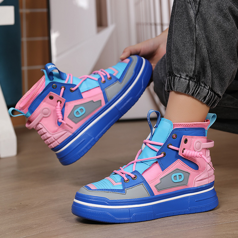 Jauni augstie dēļa apavi vīriešu biezās zoles palielina apavu vīriešu modes apavu personību visi atbilst studentu sporta apaviem